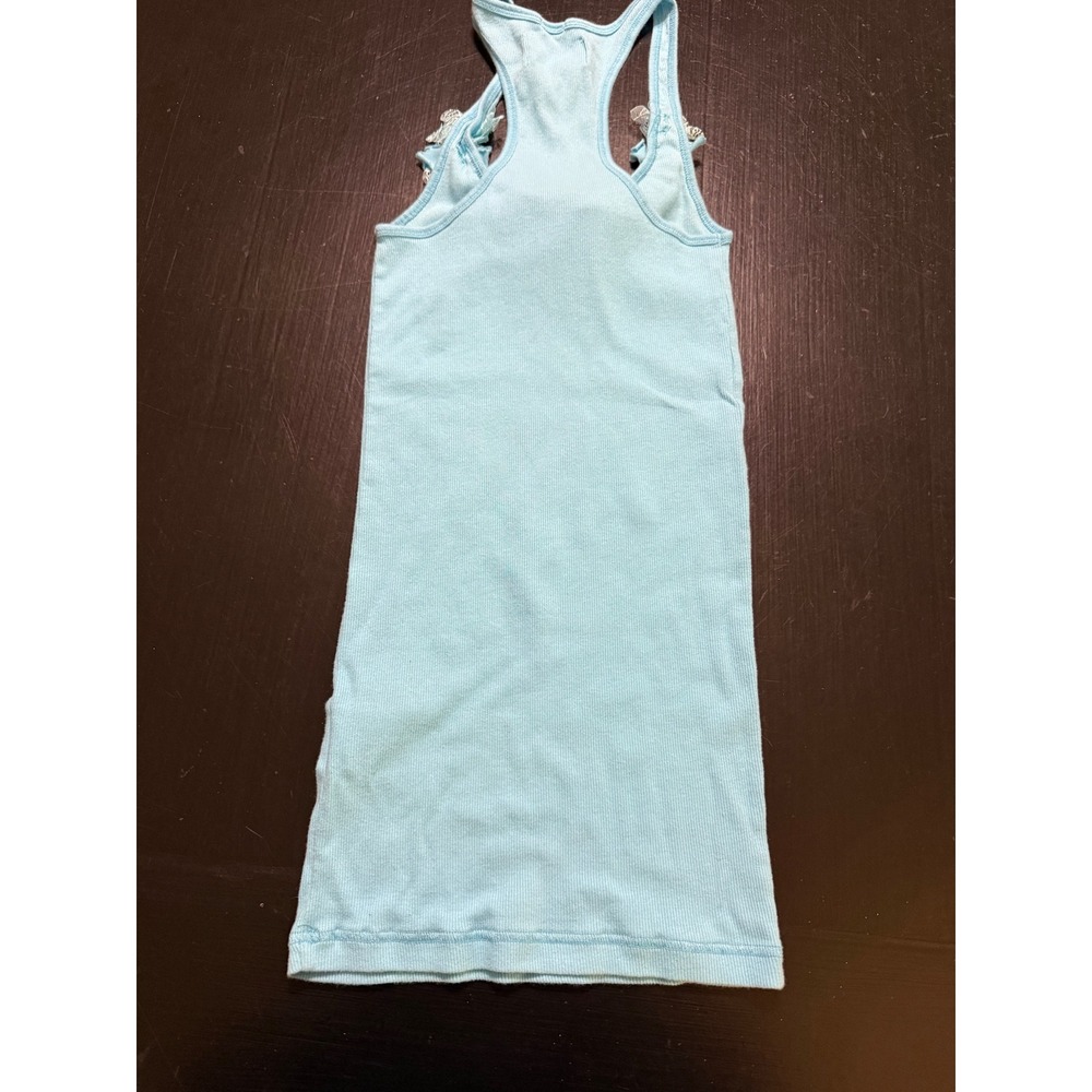 Abercrombie & Fitch Blue Ruffle Racerback Ribbed Tank Top Perfect Stretch - Picture 5 of 5